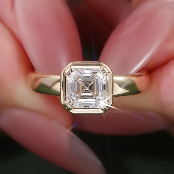 14k gold 2ct asscher sapphire solitaire engagement ring 6