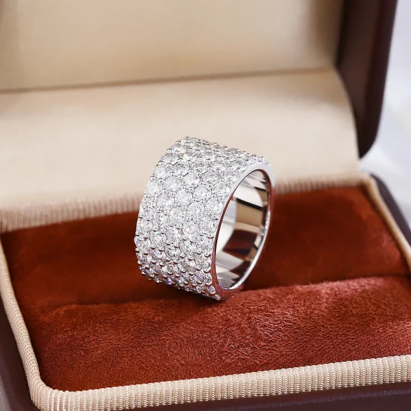 14k gold 7 8ct round lab grown diamond wide band engagement ring 4