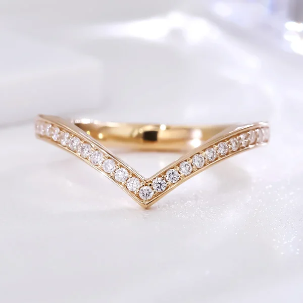 14k gold round lab grown diamond channel set stackable ring 5